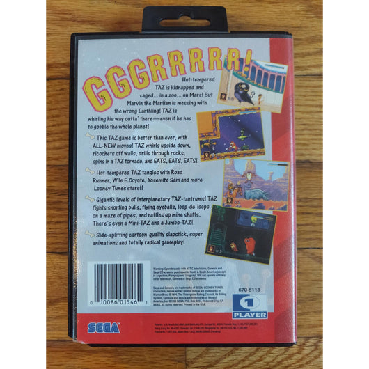 Taz in Escape From Mars (No Manual) - Sega Genesis Authentic Cartoon Adventure