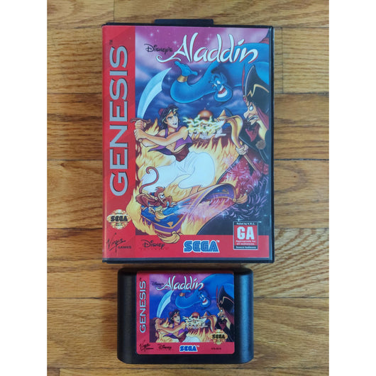 Disney's Aladdin (No Manual) Sega Genesis Authentic Game Cartridge Tested Case