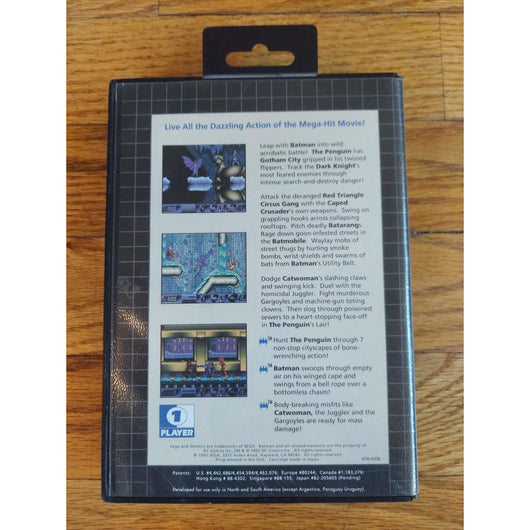 Batman Returns (No Manual) Sega Genesis Authentic Game Cartridge Tested CIB