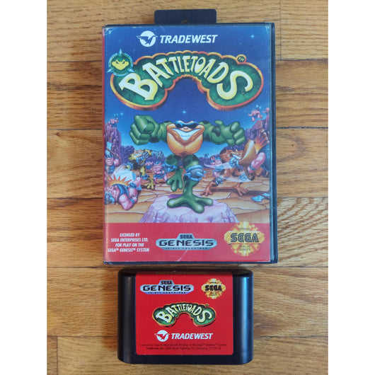 Battletoads (No Manual) Sega Genesis Game w/ Case Classic Beat 'Em Up Action