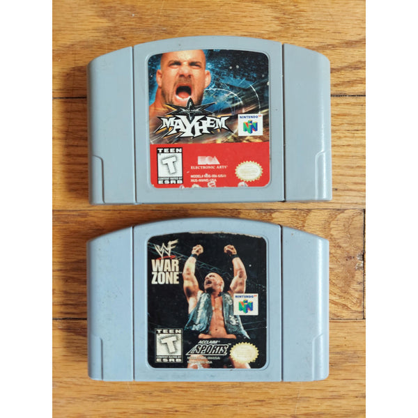 WWF War Zone & WCW Mayhem Nintendo 64 N64 Wrestling Game Cartridge Lot 2-Pack