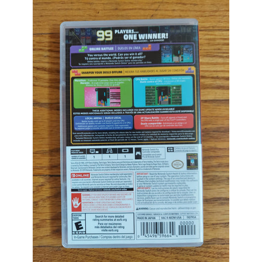 Tetris 99 Nintendo Switch Game w/ Case & Cartridge Battle Royale Puzzle Game
