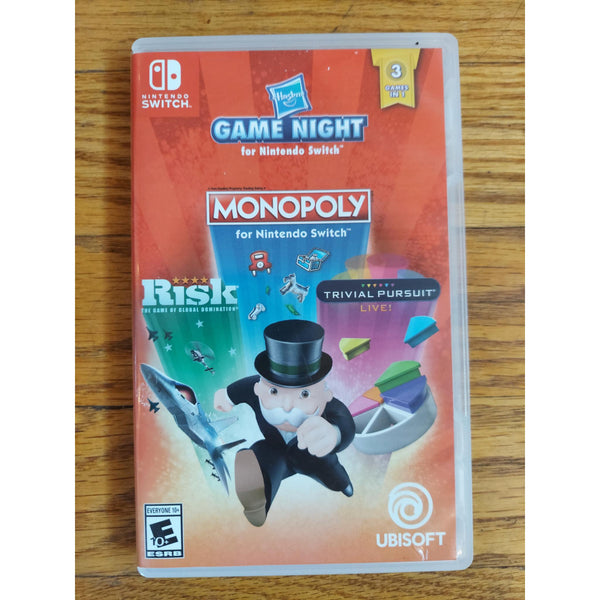 Hasbro Game Night Nintendo Switch Game w/ Case Monopoly Risk Trivial Pursuit