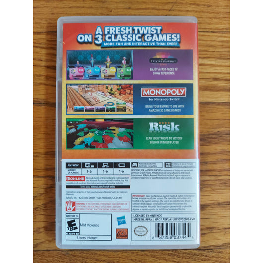 Hasbro Game Night Nintendo Switch Game w/ Case Monopoly Risk Trivial Pursuit