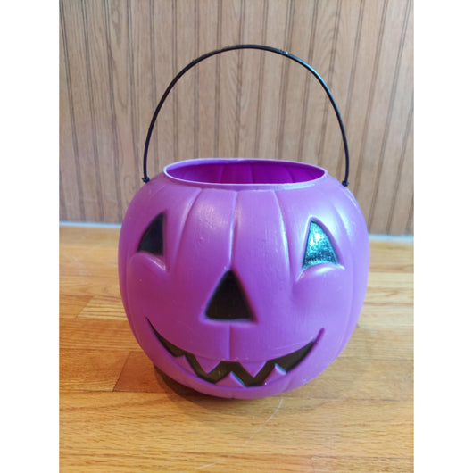Vintage General Foam Purple & Orange Jack O Lantern Halloween Candy Buckets Lot