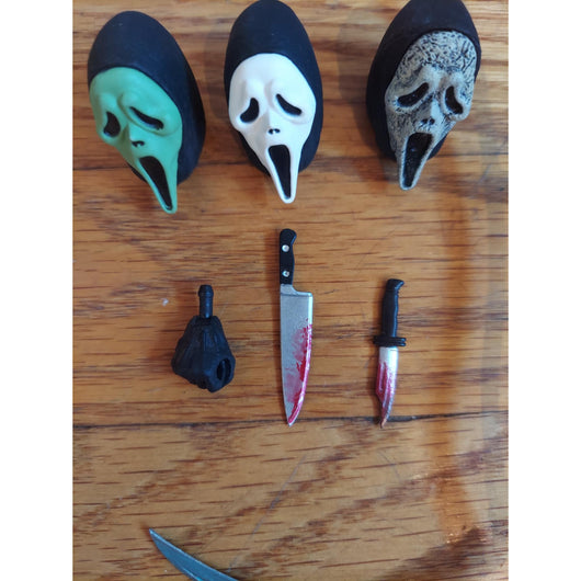 NECA Scream Ultimate Ghost Face 7-Piece Accessory Lot Masks Knives Scythe Set