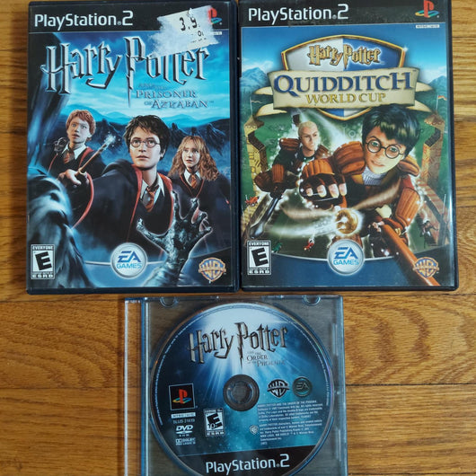 Harry Potter PS2 3 Game Lot: Azkaban & Quidditch CIB, Order Phoenix Disc Only