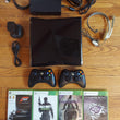 Xbox 360 S 1439 Console 2 Wireless Controllers Charger Headset 4 Games Tested
