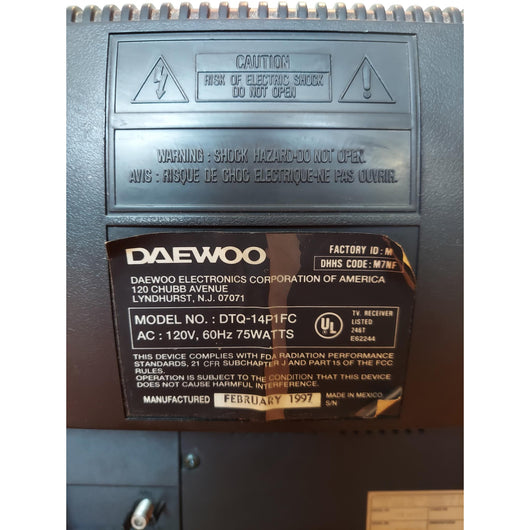 Daewoo 14-Inch CRT TV DTQ-14P1FC Vintage Retro Gaming Television Tested Works