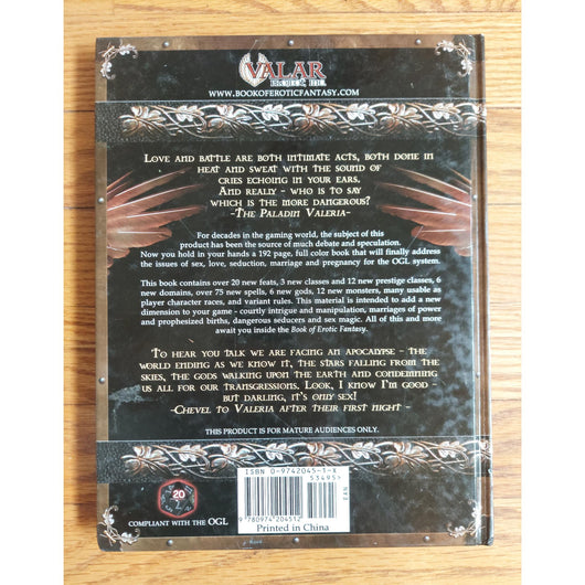 Book of Erotic Fantasy Open Gaming License V1.0a Hardcover d20 RPG Sourcebook