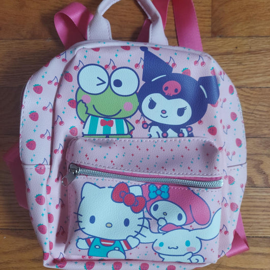 Sanrio Hello Kitty & Friends Character Pink Faux Leather Mini Backpack Bag New
