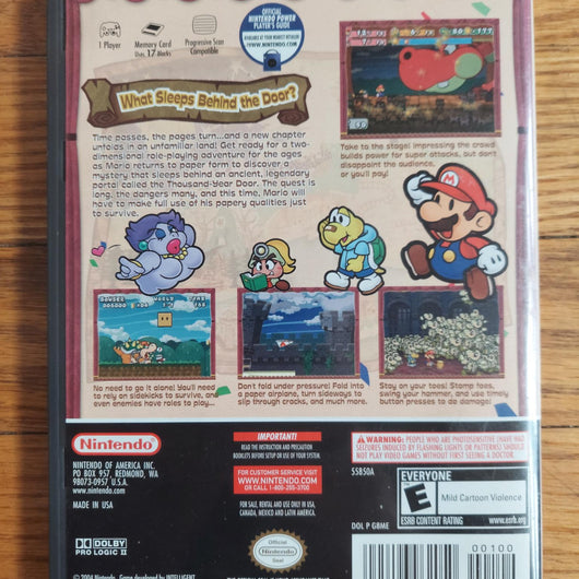 Paper Mario The Thousand-Year Door GameCube CIB Complete Mint Game Manual Case