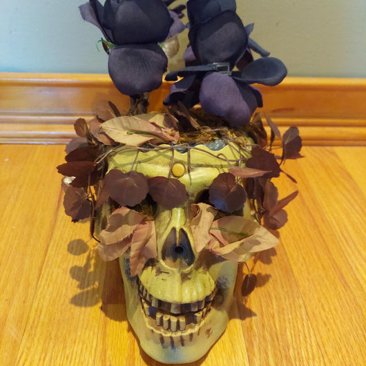 VTG Gemmy Animated Skull Dancing Black Roses Music Halloween Decor Tested Works