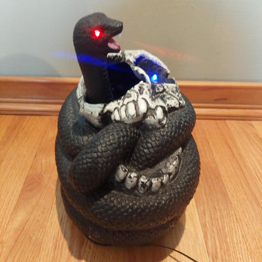Animated Snake Jumping Out of Skull Eye Halloween Light Up Prop Tested Works