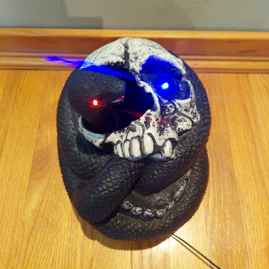 Animated Snake Jumping Out of Skull Eye Halloween Light Up Prop Tested Works