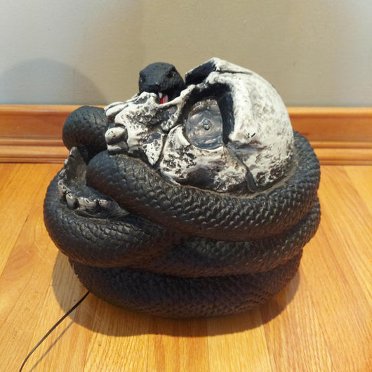 Animated Snake Jumping Out of Skull Eye Halloween Light Up Prop Tested Works