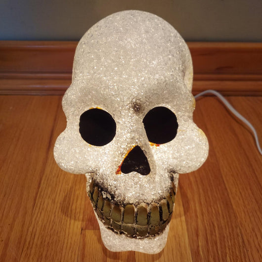 VTG Plastic Popcorn Light Up Skull Halloween Lamp Decoration Tested & Works