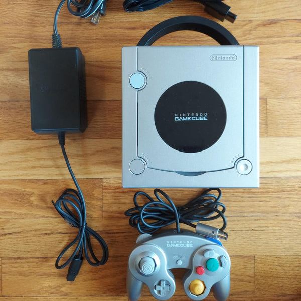 Nintendo GameCube Platinum DOL-101 Console OEM Controller & Cords Tested Works