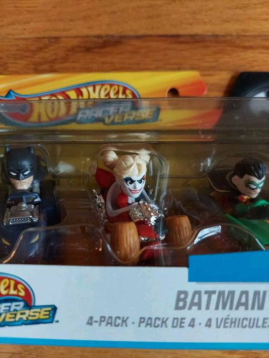 Hotwheels Racer Verse: Batman (4 Pack) - Batman Harley Quinn, Robin, Catwoman