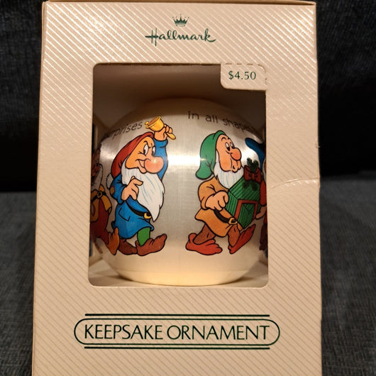 Vintage Walt Disney Seven Dwarfs Keepsake Ornament 1982 Hallmark Satin Fast Ship