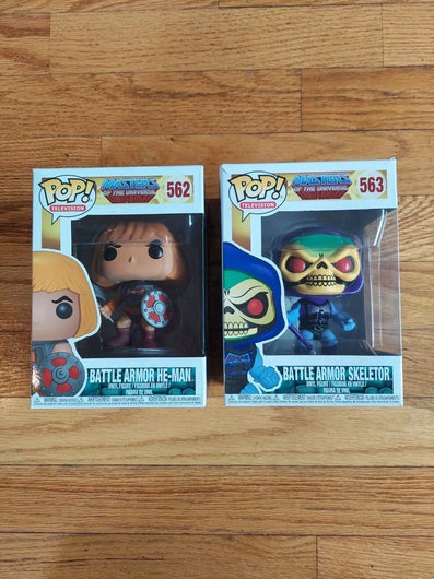 Funko Pop! Television: Battle Armor Skeletor #563 & Battle Armor He-man #562,new
