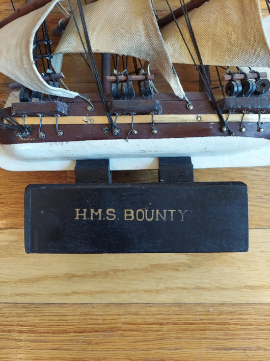 H.M.S Bounty Wooden Ship (Hand Made) Coin Bank By Har-Lee