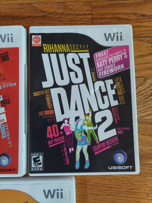 Nintendo Wii Dance Bundle (Just Dance, Just Dance 2, Dance On Broadway), WORKS