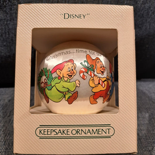 Vintage Walt Disney Seven Dwarfs Keepsake Ornament 1982 Hallmark Satin Fast Ship