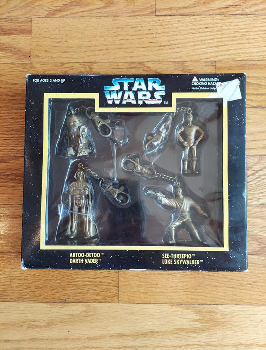Star Wars Bronze Key Chain Figures - Luke Skywalker, Darth Vader, R2-D2, C-3PO