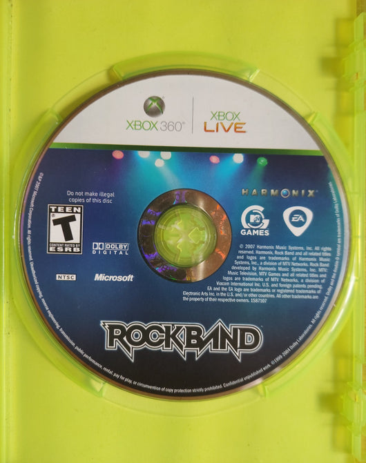 Xbox 360 Rockband Bundle W/Wired Drum Set, Kick Pedal, Drum Sticks, Wired Fender