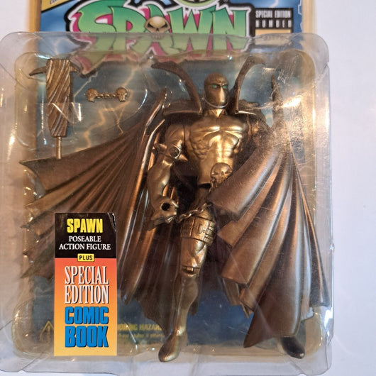 1996 McFARLANE TOYS - SPAWN ACTION FIGURE (GOLD VARIANT) SERIES 3 w/COMIC