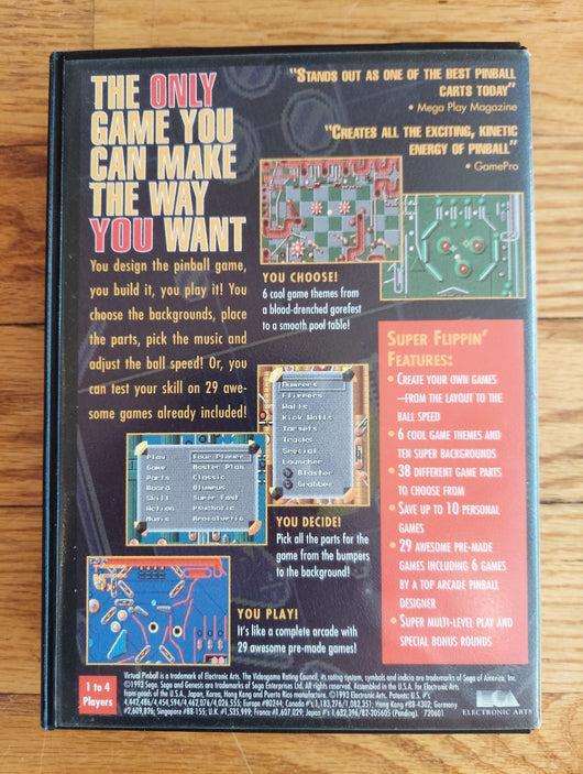 Virtual Pinball (CIB) - Sega Genesis Game Simulation Arcade Works Fast Shipping!