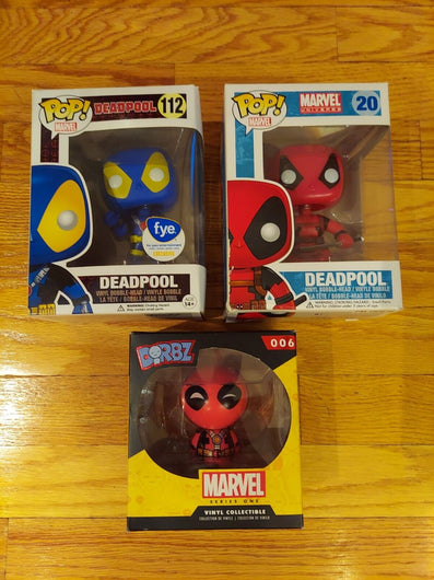 Funko Pop! Marvel: Deadpool Bundle Deadpool #112 #20 & DORBZ #006, NEW FAST SHIP
