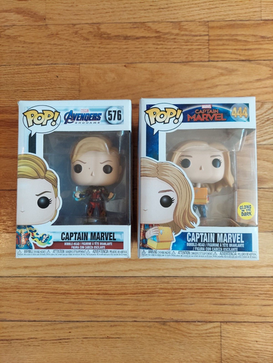Funko Pop! Captain Marvel #444 (Glows In The Dark) & Captain Marvel #576 Combo
