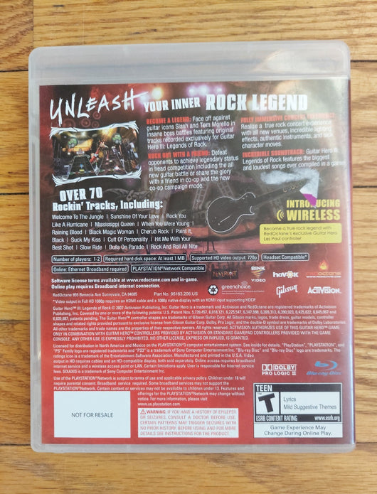 Guitar Hero Les Paul Wireless Guitar For PS3 - No Dongle -W/Guitar Hero III Game