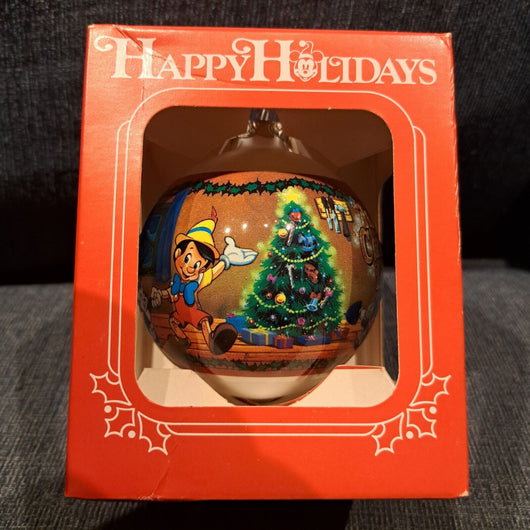 Walt Disney Merry Christmas 1989 Glass Ball Ornament Pinocchio. Fast Shipping