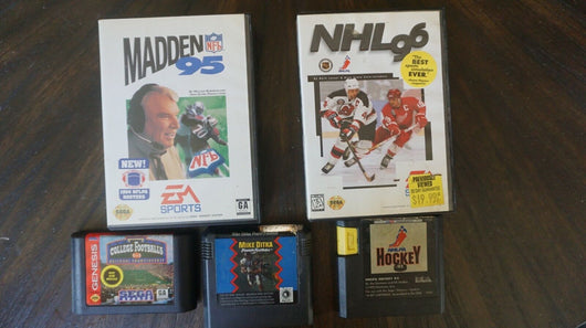Sega Genesis lot of 5 Awesome Sports games. Madden 95 (CIB) with poster, Nhl 96
