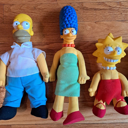 Vintage 90s Simpsons Burger King Plush Doll Set 4 Homer Marge Maggie Lisa 