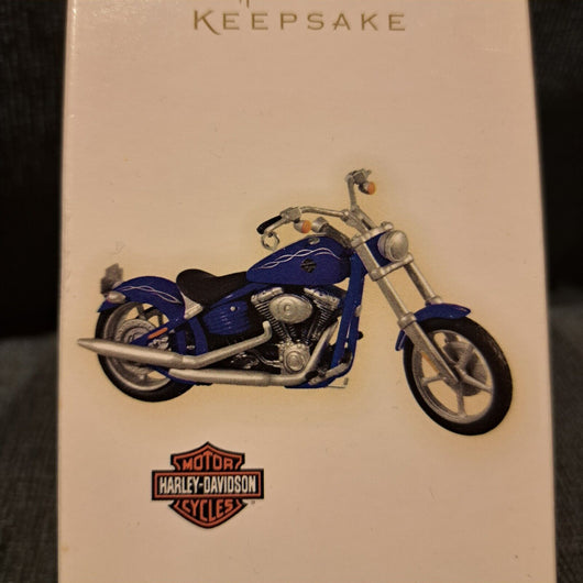 Hallmark Keepsake 2008 Blue Harley Davidson FXCWC Softail Rocker C Motorcycle