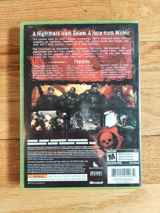 Gears Of War Xbox 360 W/Gears Of War: Aspho Fields Graphic Novel, Fast Shipping!
