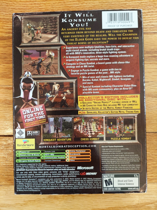Mortal Kombat Deception: Kollector's Edition - Mileena (CIB) - Xbox, Fast Ship!