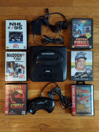 Generation 2 Sega Genesis Console Bundle W/1 Controller, Cables, & 6 Games,Works