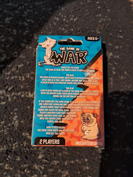 The Game of War Cat vs Pug, 52 Cards. Great Two Player Game
