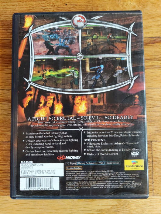 Mortal Kombat: Deadly Alliance PS2 - No Manual, Fast Shipping, Works