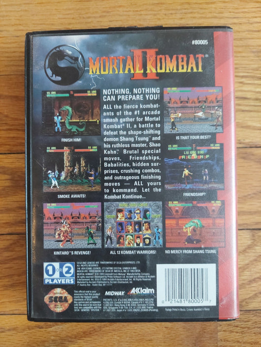 Mortal Kombat II (CIB) - Sega Genesis Game - 2D Fighting Arcade Martial Arts