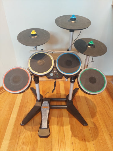 Xbox 360 Rock Band 3 Wireless Pro Drum Set & Pro Cymbals Kit W/Pedal & Stick