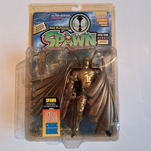 1996 McFARLANE TOYS - SPAWN ACTION FIGURE (GOLD VARIANT) SERIES 3 w/COMIC