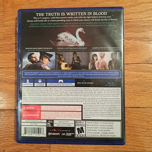 Vampire: The Masquerade - Swansong & Left Alive, 2 Game Ps4 Lot, Works 