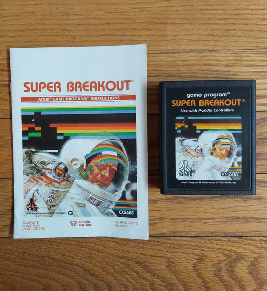 5 Game Atari 2600 Lot W/Manuals (Super Breakout, Defender, Swordquest Fire World