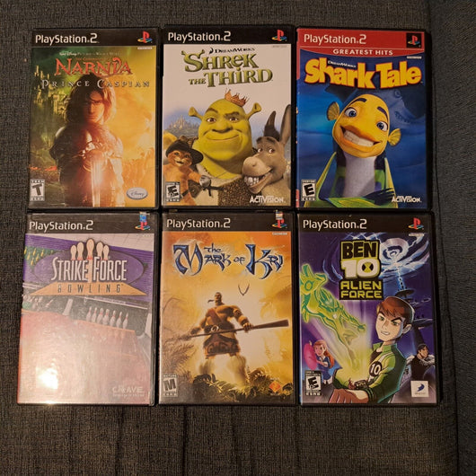 Sony Playstation 2 Six game lot. Mark of kri, Ben 10, Narnia,Shrek,ETC. Works